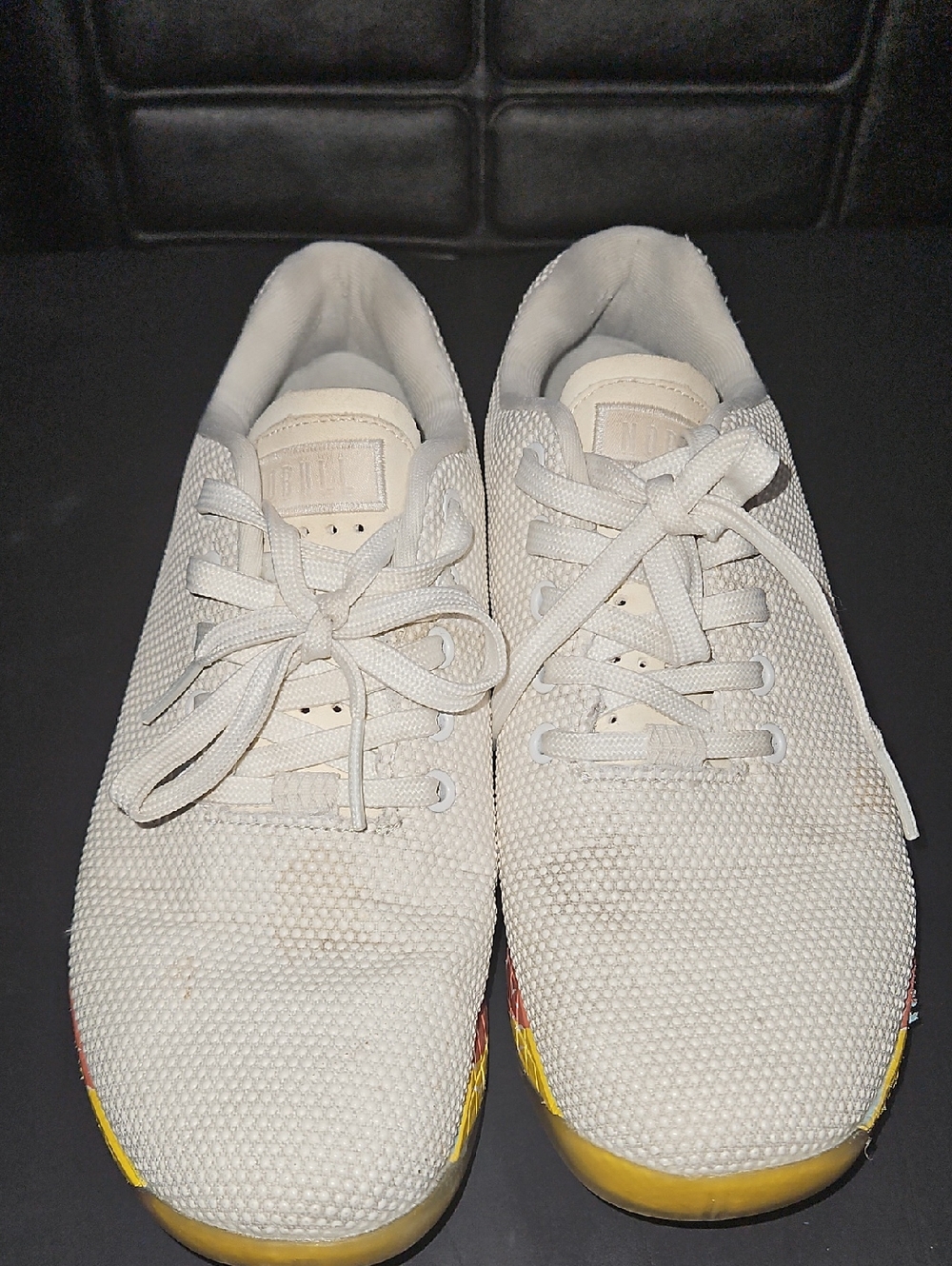 NOBULL Cream and Blue Knit Training Sneakers Women Size 10